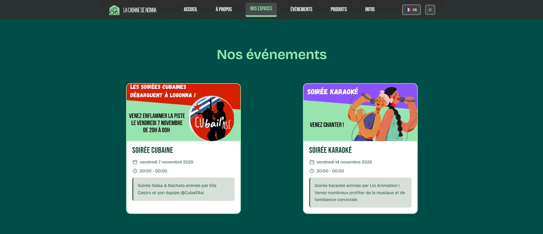 Carte dynamique des événements