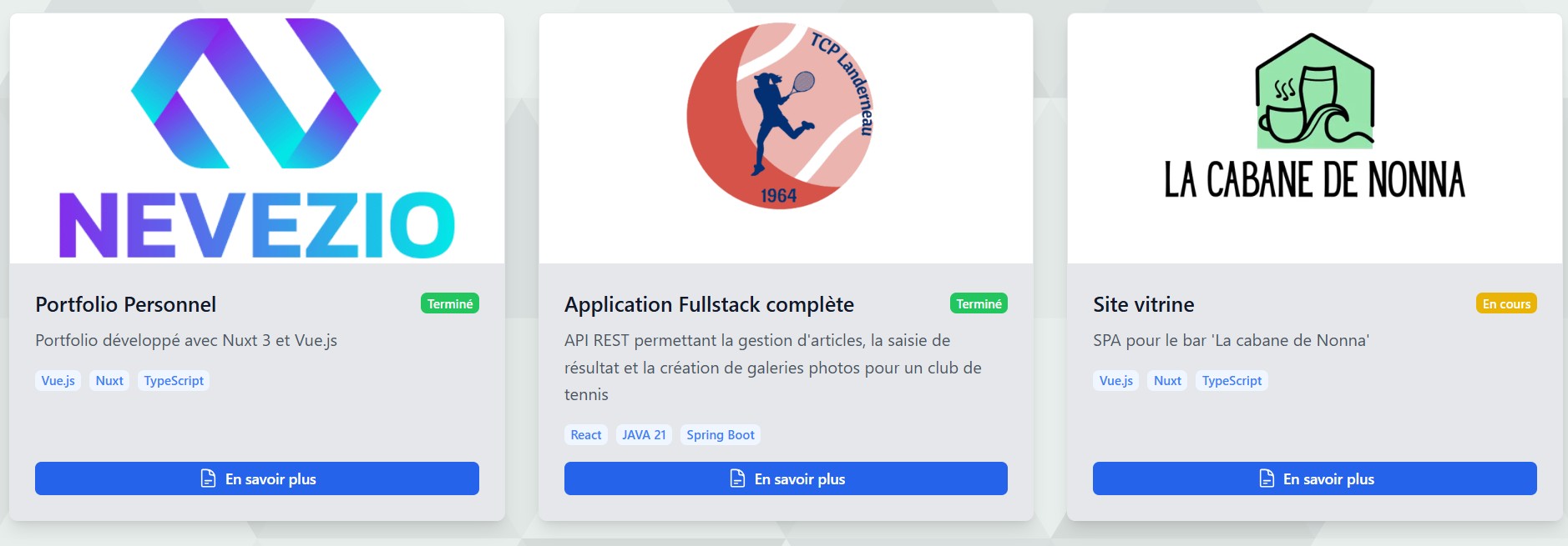 Cards vers les pages projets créées dynamiquement